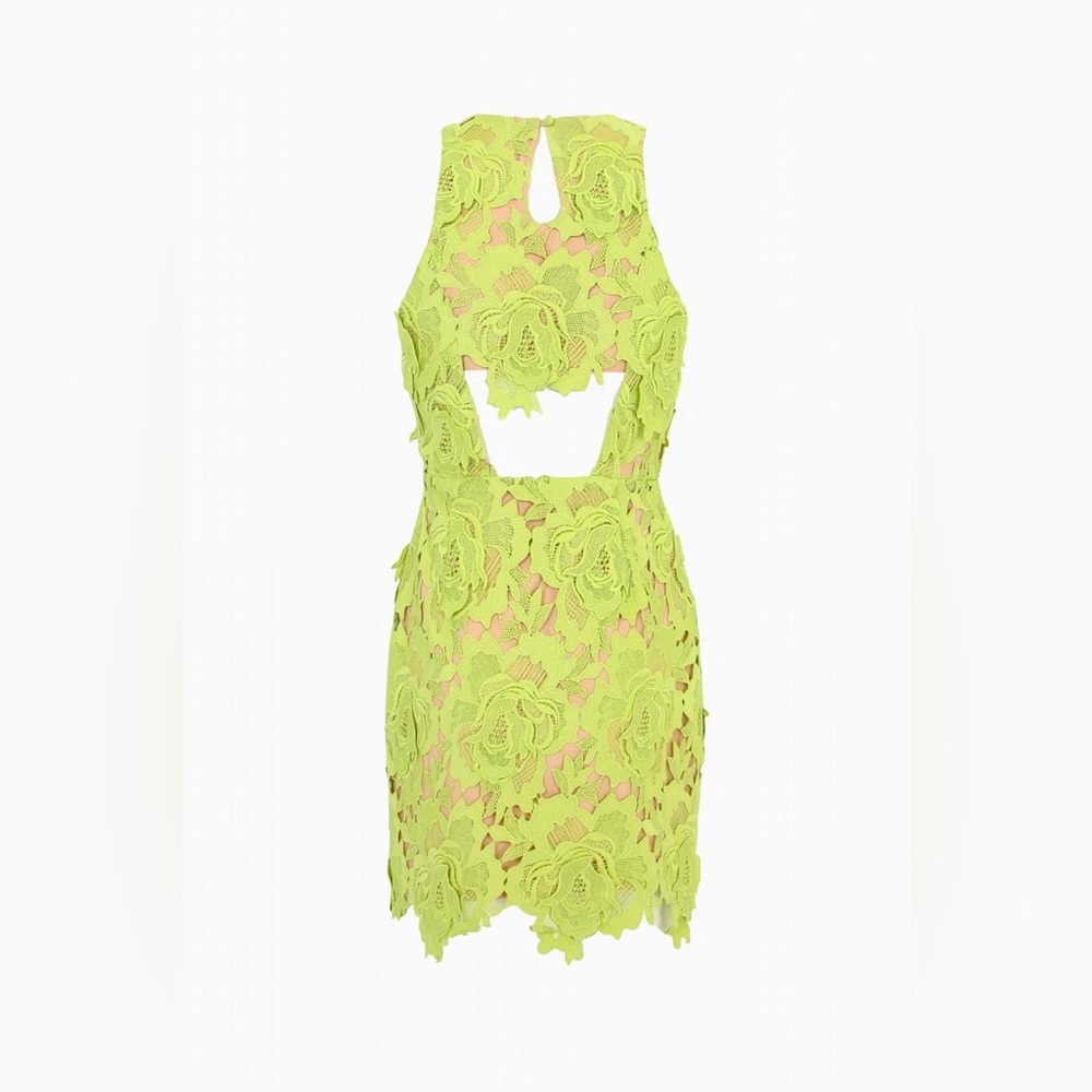 Adelyn Rae Cassie 3D Crochet Dress Lime Green M - Picture 2 of 6